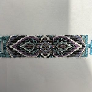 handmade beaded squarestitch bracelet flower bloom